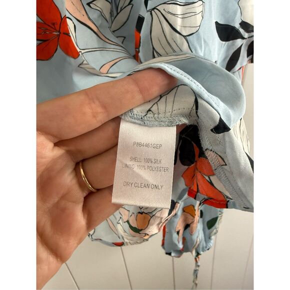Parker Silk Carlotta Floral Blouse Light Blue MoonDance Size XS - Picture 4 of 8